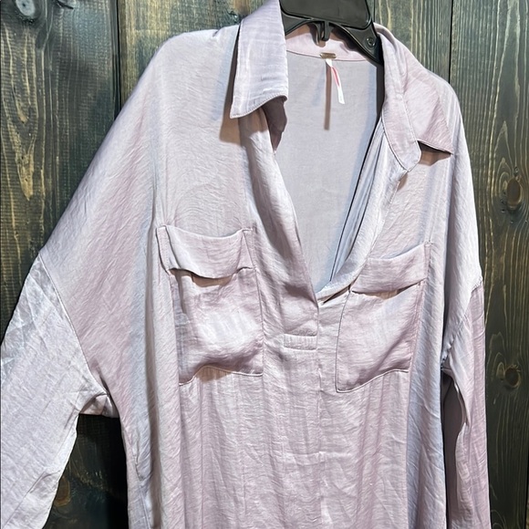 Free People Starry Dreams Top XS Lavender Purple Silky Pullover Tunic Boho - Picture 2 of 8